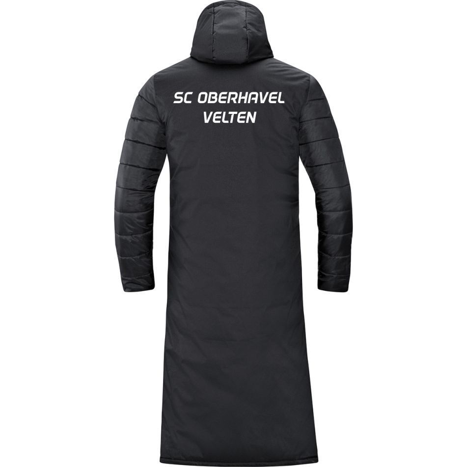 JAKO Bankmantel Team: Rückansicht in Schwarz mit weißem Schriftzug SC Oberhavel Velten.