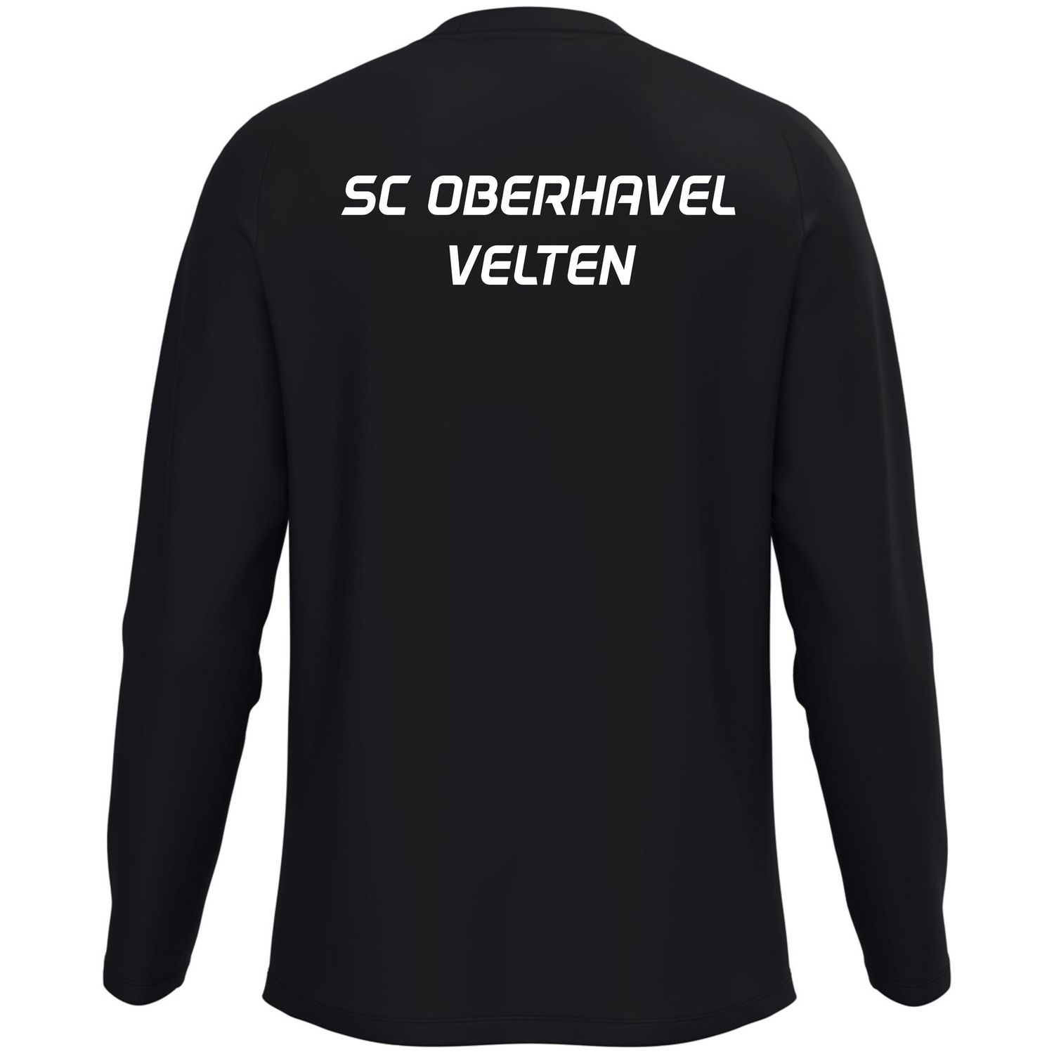 JAKO One Sweat: Rückansicht in Schwarz mit weißem Schriftzug SC Oberhavel Velten.