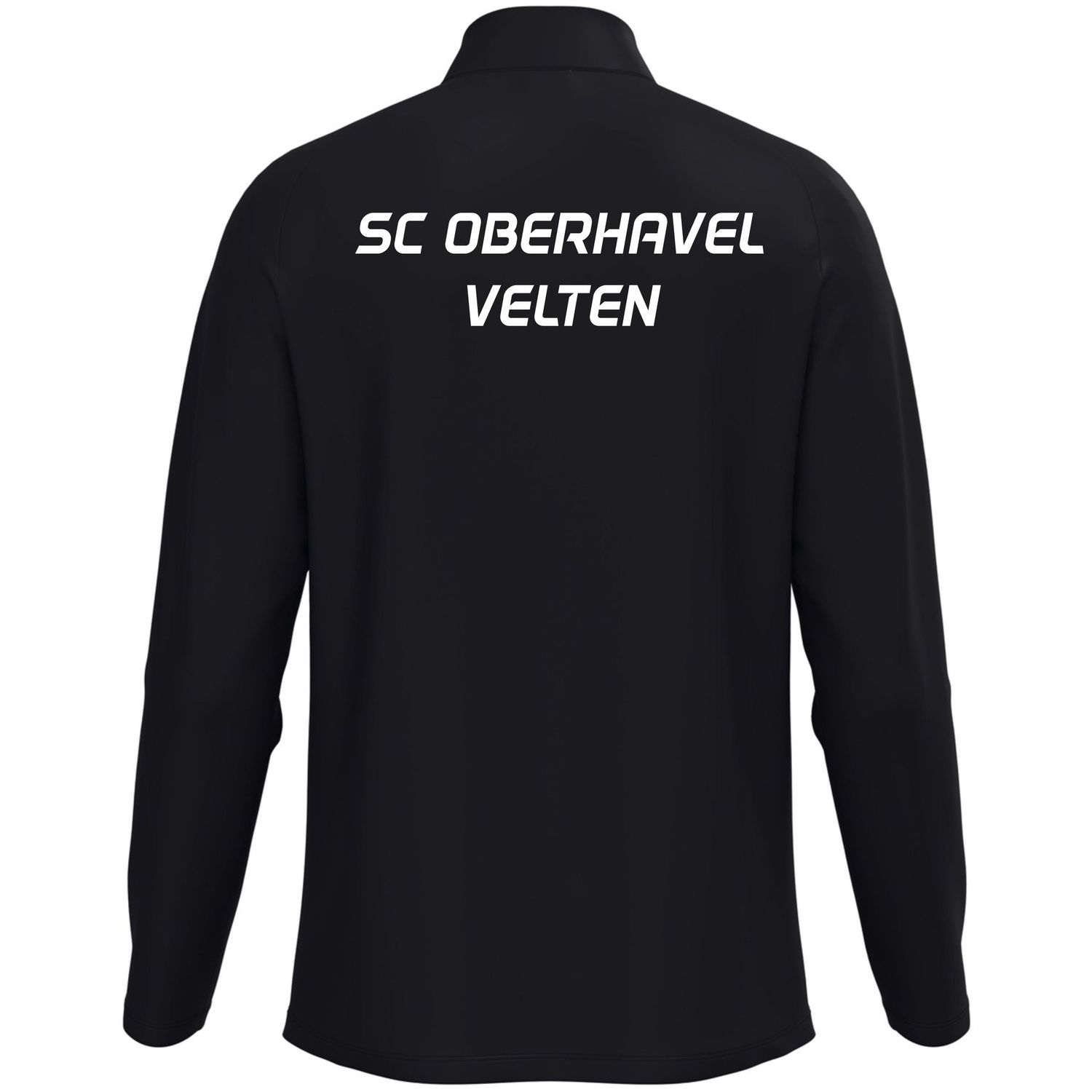 JAKO One Ziptop: Rückansicht in Schwarz mit weißem Schriftzug SC Oberhavel Velten.