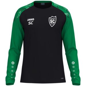 JAKO Longsleeve Sonic TR in Schwarz und Grün mit weißem SCO-Wappen auf der Brust.