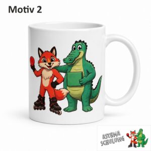 Asthmaschulung Tasse – Fuchs und Krokodil Kids