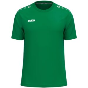 Grünes JAKO T-Shirt One Cotton mit JAKO-Logo, unveredeltes Basismodell ohne SCO-Druck, Vorderansicht.