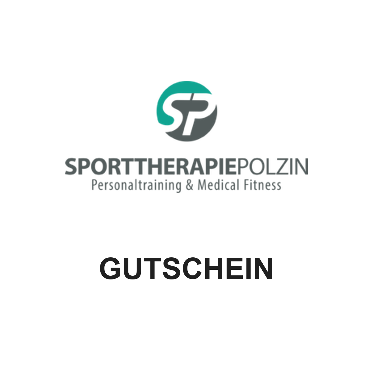 Individueller Geschenkgutschein für Sporttherapie Polzin mit Original-Shoplogo und dem Schriftzug Gutschein