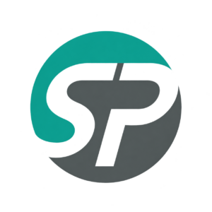 SP-Logo-Aufkleber in Türkis und Grau
