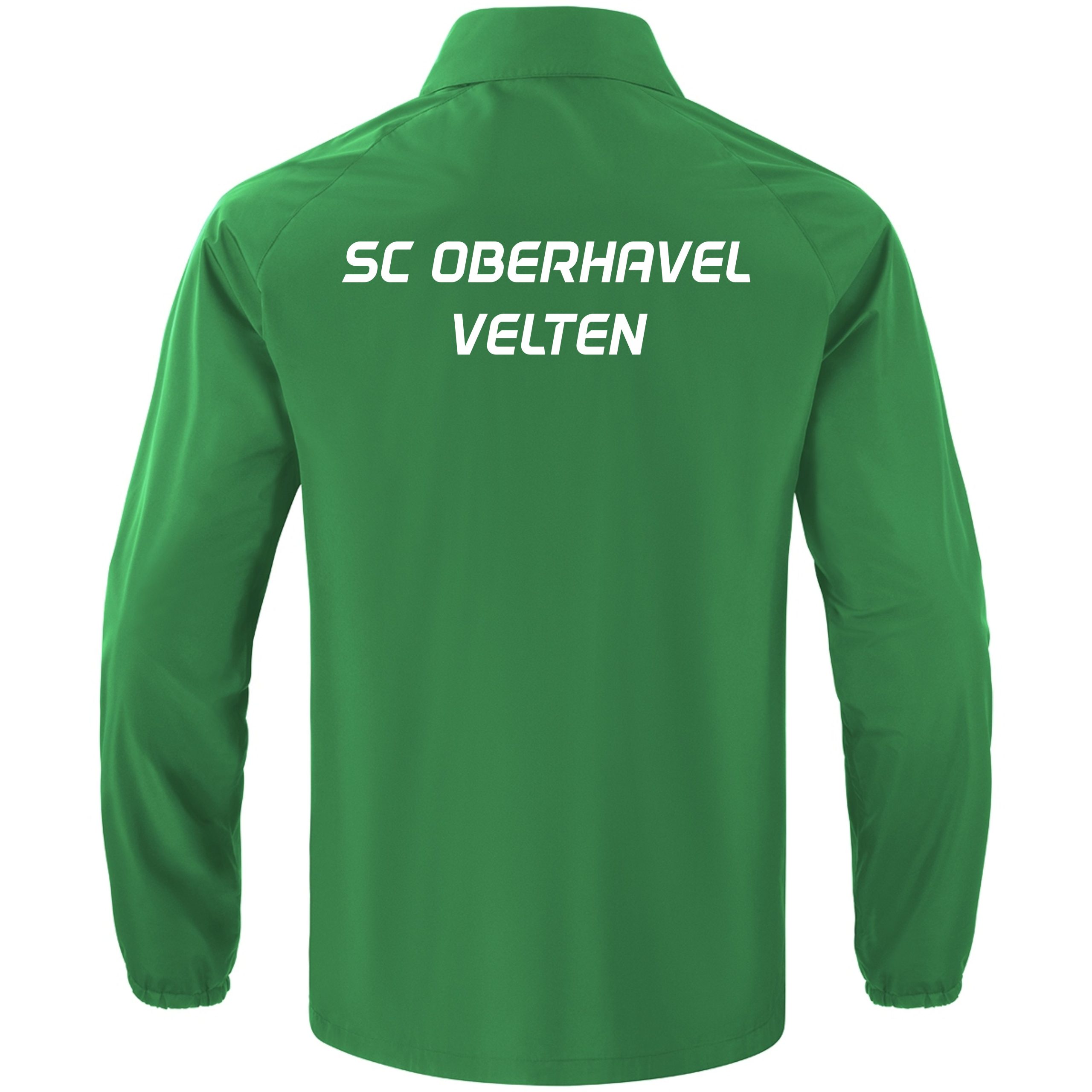JAKO Allwetterjacke One in Grün mit SCO-Vereinsdruck – Rückansicht
