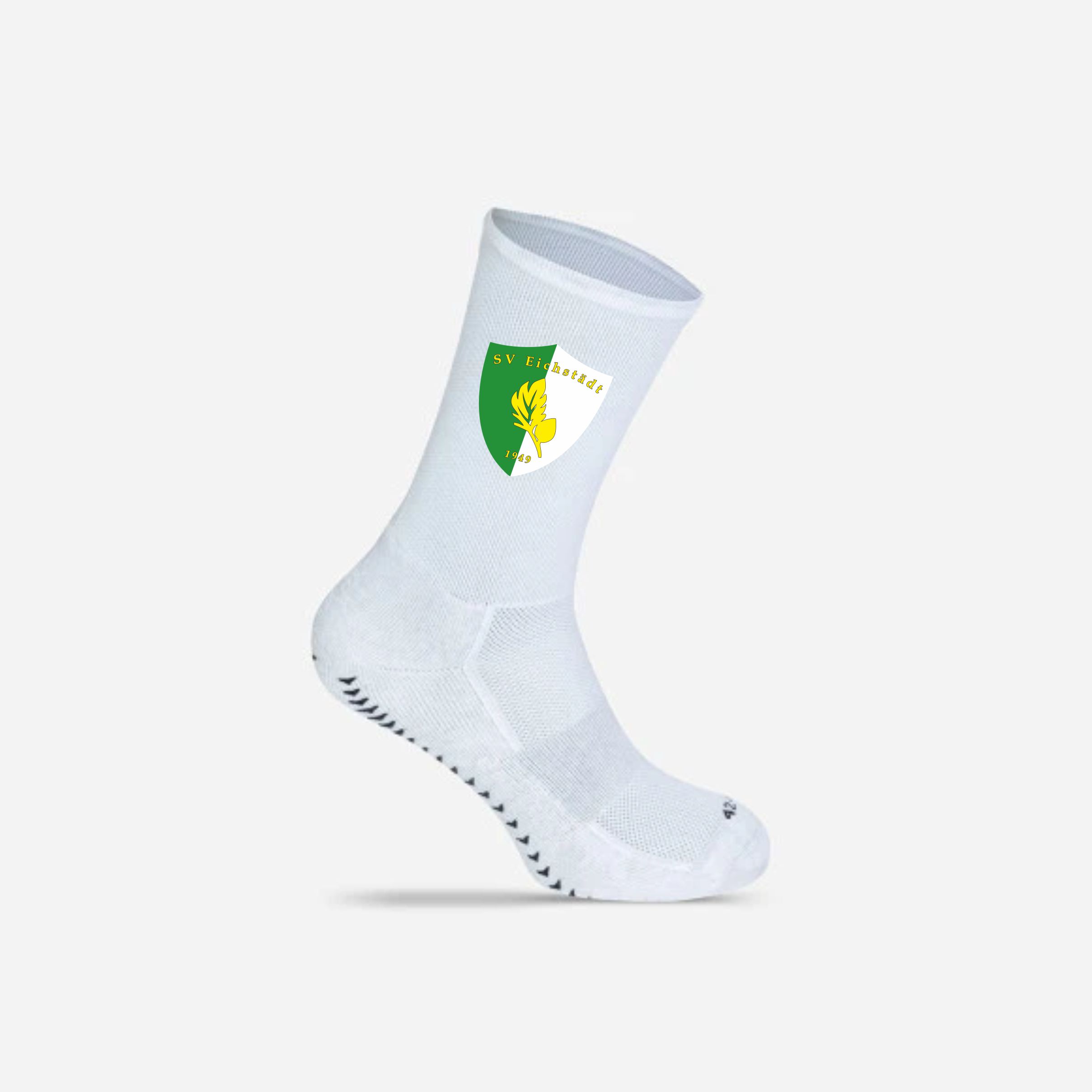 Grip-Socken mit Vereinswappen – Weiß